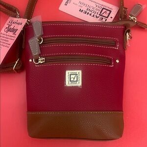 Stone Mountain Accessories Red and Brown Crossbody Bag